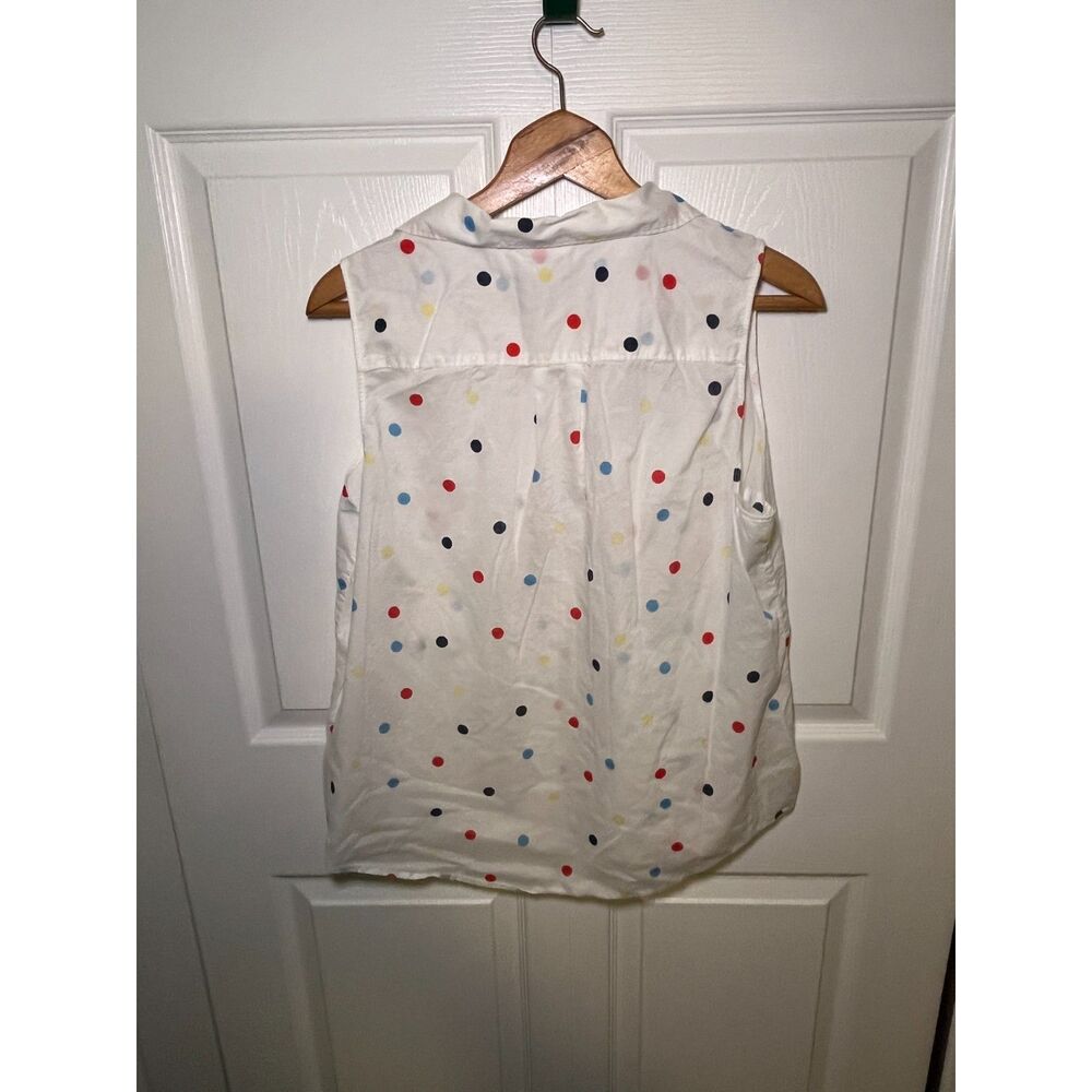 St Johns Bay Sleeveless Polka Dot Button Front Blouse Womens XL White - Picture 3 of 4